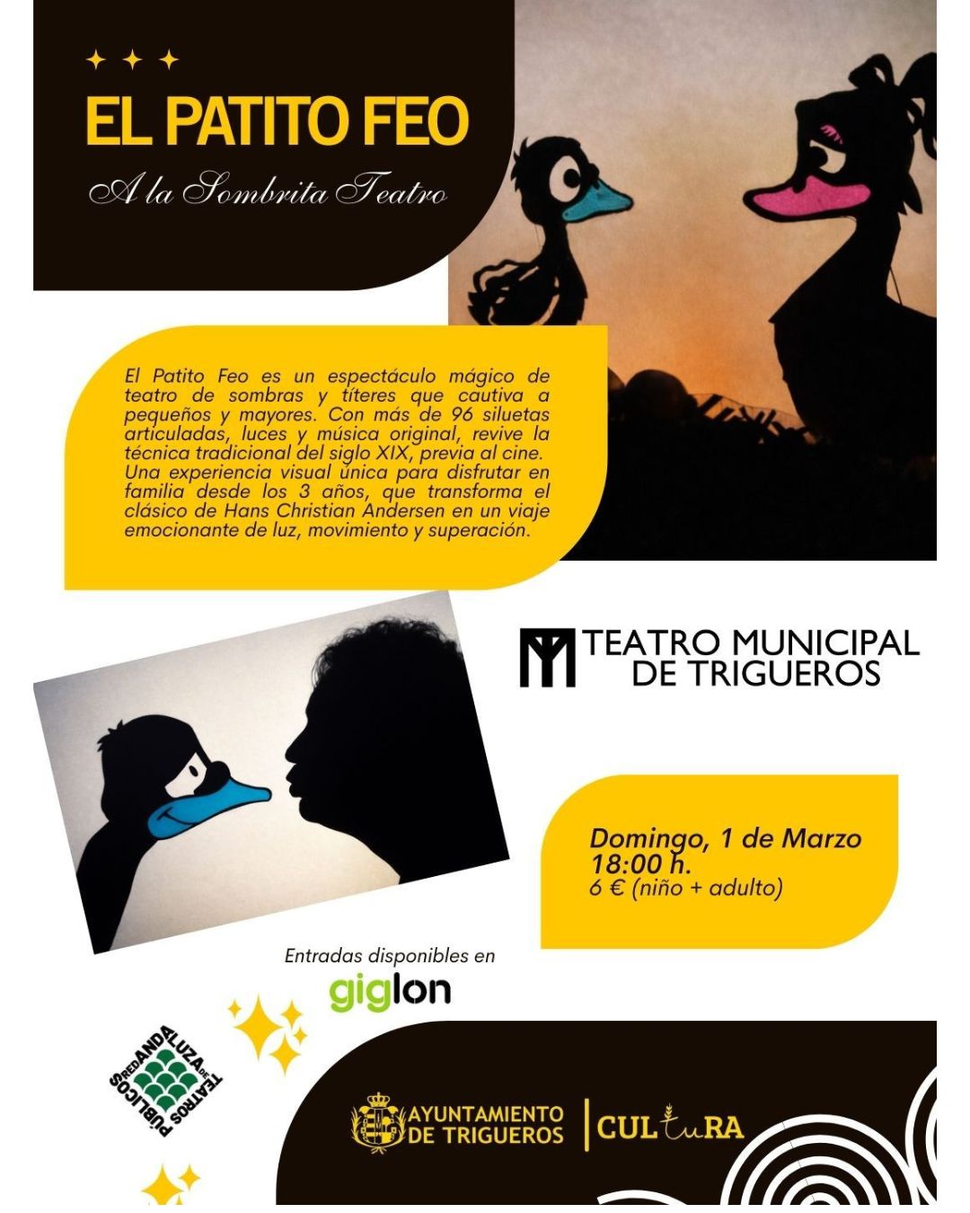 El patito feo! - Teatro de Sombras - A la Sombrita - TRIGUEROS CUCU TRAS cartel