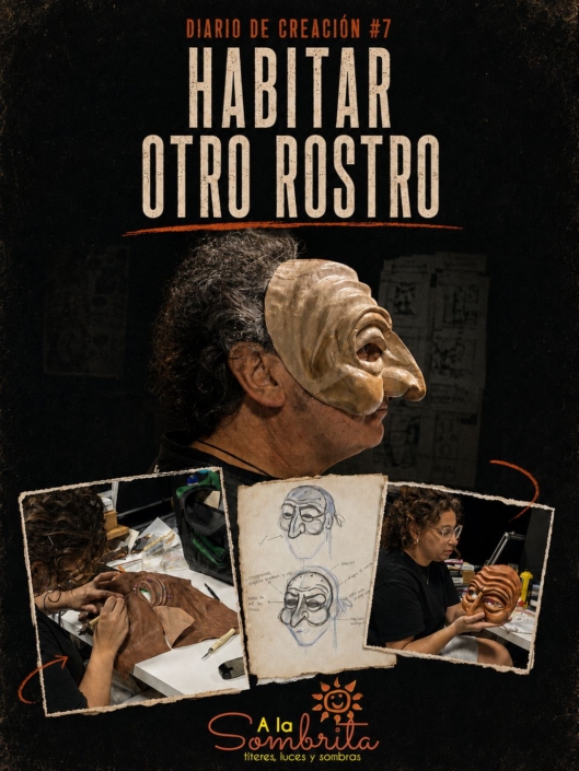 Diario de Creación EL DIABLO COJUELO – Teatro de Sombras #7 José Diego con la máscara de Cleofás y proceso artesanal de María en cuero de cabra para El Diablo Cojuelo
