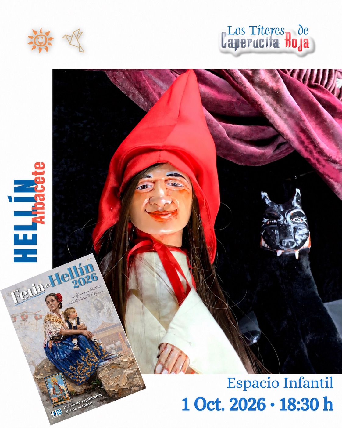 Cartel de Caperucita Roja en Hellin. Espacio Infantil, 1 de octubre de 2026 a las 18:30. A la Sombrita.