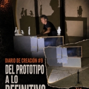 José Diego Ramírez prueba luces y siluetas ante los tres bastidores de proyección de El Diablo Cojuelo.