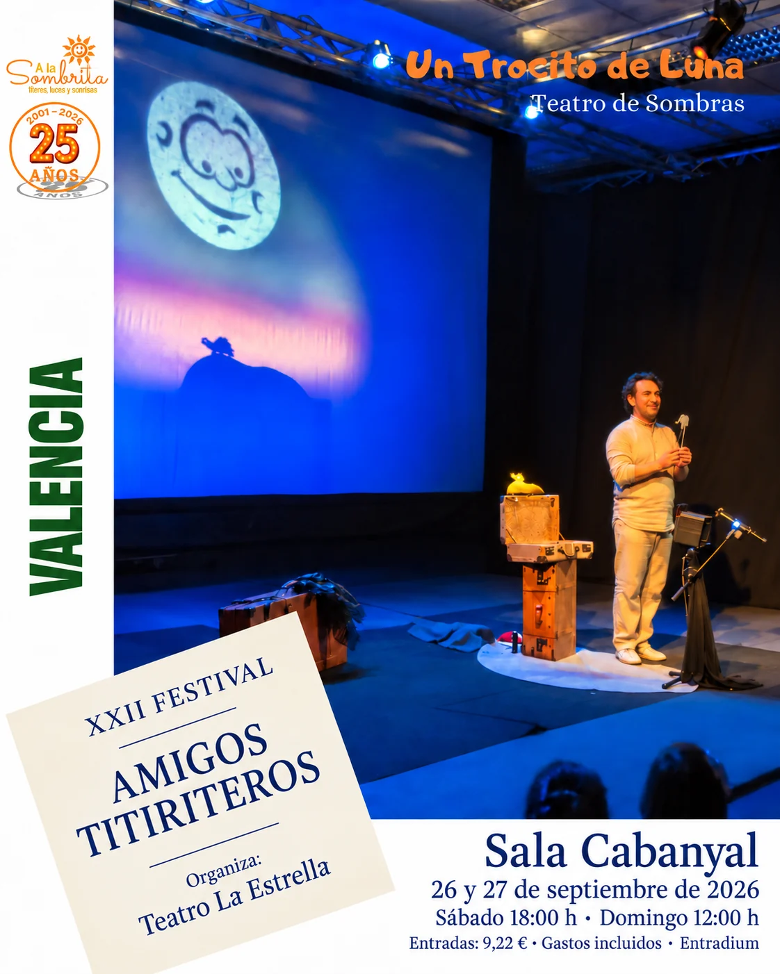 Un Trocito de Luna, de A la Sombrita, en Valencia: Sala Cabanyal, 26 y 27 de septiembre de 2026.