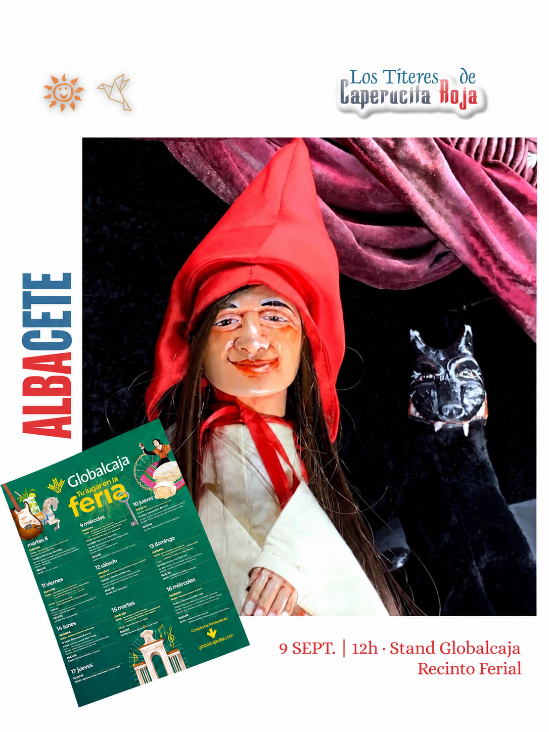 Cartel de Los Títeres de Caperucita Roja en Albacete, el 9 de septiembre de 2026 a las 12:00 h en el stand de Globalcaja.