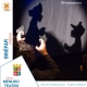Cartel de Cuentos de Pocas Luces de A la Sombrita en la Sala de Conferencias del Centro Cultural de Binéfar, Huesca, el 4 de octubre de 2026 a las 18:00.