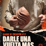 Diario de creación #17: Darle una vuelta más. Detalle del vestuario y las manos de José Diego sosteniendo la máscara de El Diablo Cojuelo.