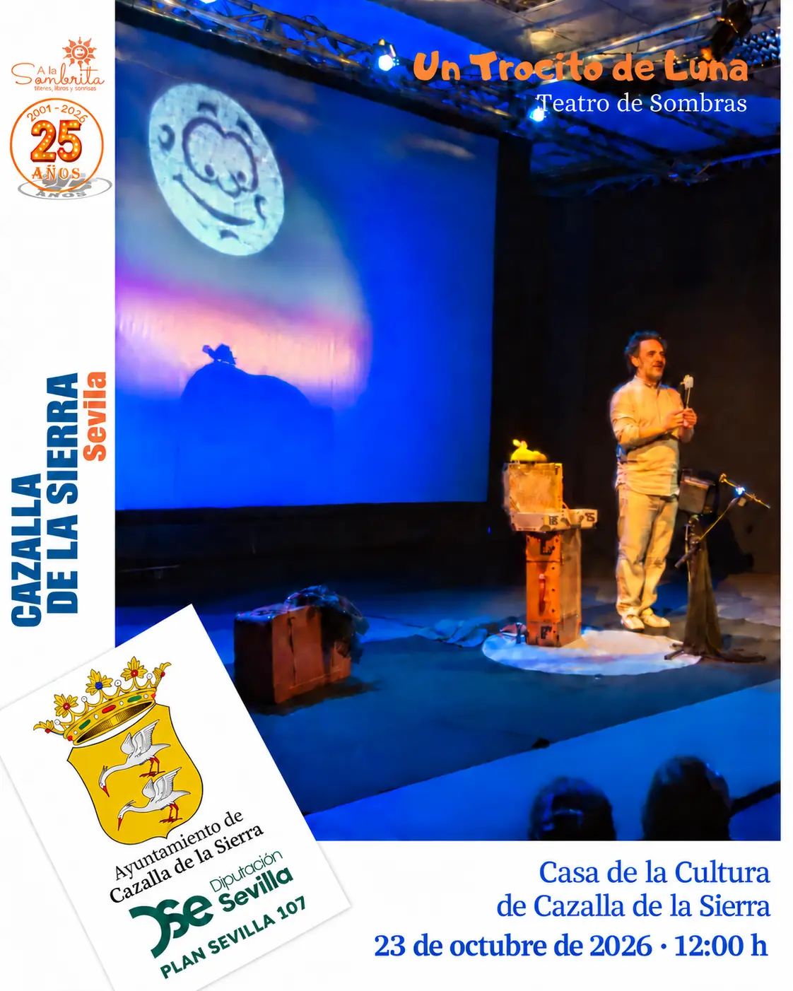 Un trocito de Luna en Cazalla de la Sierra: teatro de sombras de A la Sombrita, 23 de octubre de 2026, Casa de la Cultura